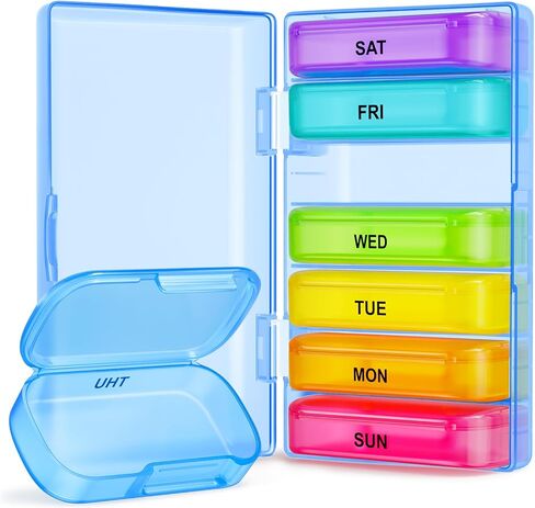 ZIKEE 7 Packs Extra Large Pill Organizer, Portable Pill Box 7 Day for Pocket, Purse, Weekly Pill Case with Dual-Protection Design, Pill Container for Medication, Vitamin, Fish Oil, Supplement in Saudi Arabia