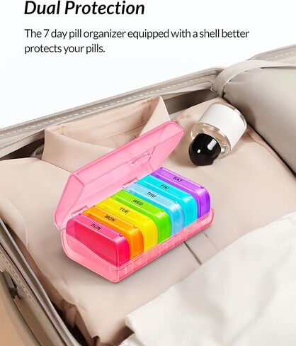 ZIKEE 7 Packs Extra Large Pill Organizer, Portable Pill Box 7 Day for Pocket, Purse, Weekly Pill Case with Dual-Protection Design, Pill Container for Medication, Vitamin, Fish Oil, Supplement in Saudi Arabia