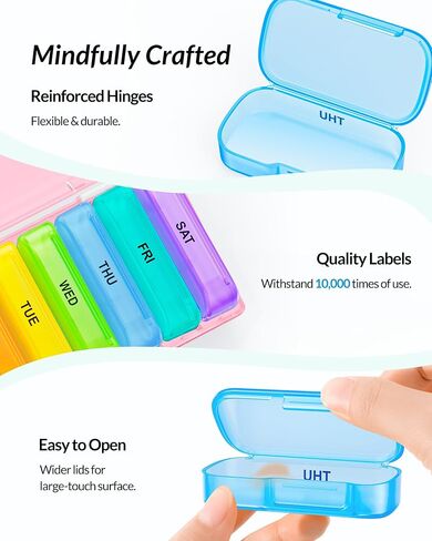 ZIKEE 7 Packs Extra Large Pill Organizer, Portable Pill Box 7 Day for Pocket, Purse, Weekly Pill Case with Dual-Protection Design, Pill Container for Medication, Vitamin, Fish Oil, Supplement in Saudi Arabia