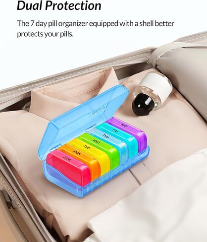ZIKEE 7 Packs Extra Large Pill Organizer, Portable Pill Box 7 Day for Pocket, Purse, Weekly Pill Case with Dual-Protection Design, Pill Container for Medication, Vitamin, Fish Oil, Supplement in Saudi Arabia