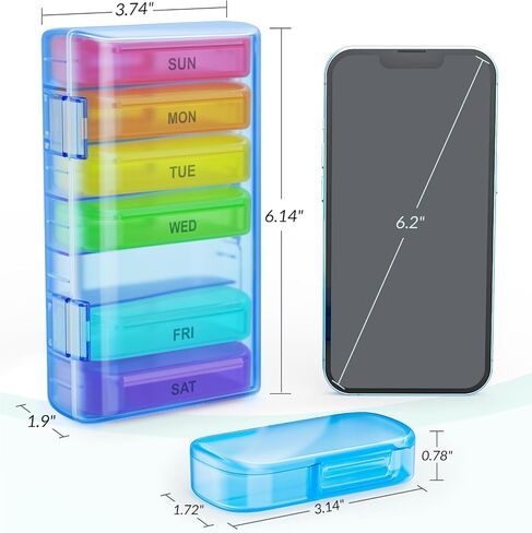 ZIKEE 7 Packs Extra Large Pill Organizer, Portable Pill Box 7 Day for Pocket, Purse, Weekly Pill Case with Dual-Protection Design, Pill Container for Medication, Vitamin, Fish Oil, Supplement in Saudi Arabia