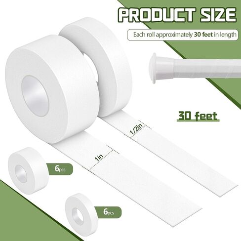 12 Rolls 30 ft Lacrosse Tape 1 Inch and 1/2 Inch Non Pre Cut Lacrosse Stick Tape Cotton Sweat Absorbent Lacrosse Tape for Stick (Black, White) in Saudi Arabia