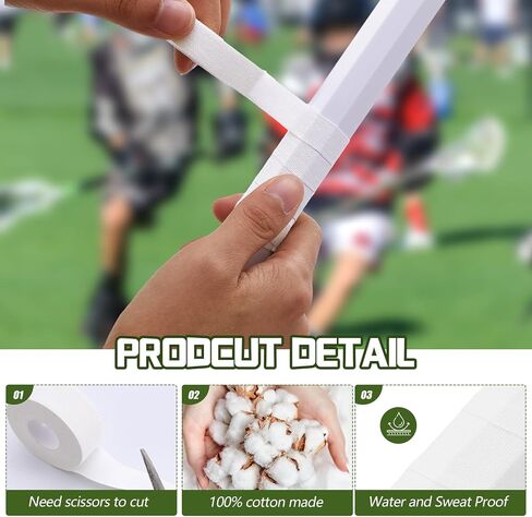 12 Rolls 30 ft Lacrosse Tape 1 Inch and 1/2 Inch Non Pre Cut Lacrosse Stick Tape Cotton Sweat Absorbent Lacrosse Tape for Stick (Black, White) in Saudi Arabia