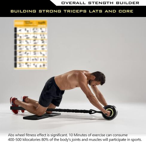 Ab Roller Wheel, 6 in 1 Ab Roller kit with Knee Pads, Push-Up Bars, Resistance Bands, Workout Poster, Workout Guide, Perfect Home Gym Equipment for Men Women Abdominal Exercise in Saudi Arabia
