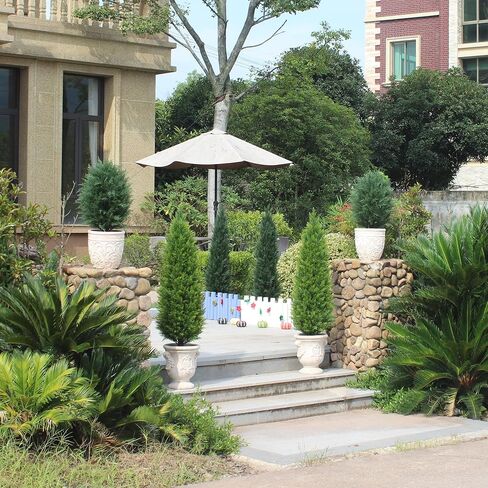 Two 4ft Artificial Topiary Tree Artificial Bushes Potted Plants UV Resistant Artificial Cedar Trees Artificial Outdoor Tree for Indoor Outdoor Front Porch Garden in Saudi Arabia