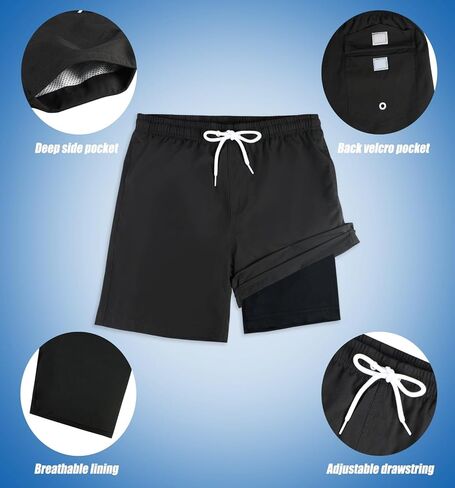 LUCOWEE Boys Swim Trunks Soft Boxers Lined no Chafe Swimsuit Bathing Shorts Sandless Quick Dry UPF 50+ Functional Drawstring in Saudi Arabia