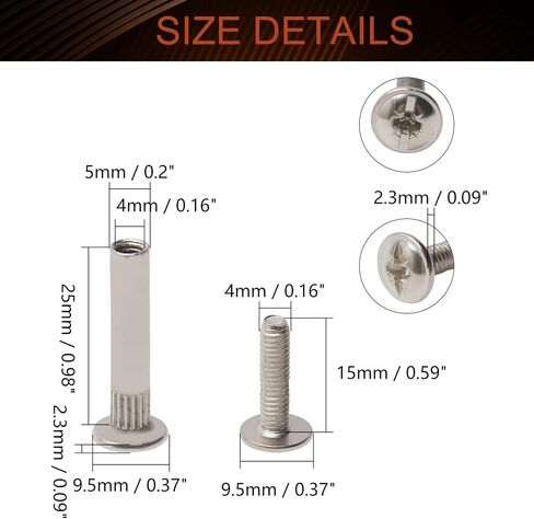 برغي ربط MroMax M4، M4 × 27 مم من الفولاذ الكربوني المطلي بالنيكل برأس متقاطع برغي شيكاغو مجموعة براغي ملزمة لتزيين الجلد بنفسك ودفتر القصاصات وألبومات الصور تجليد الكتب 20 قطعة in Kuwait