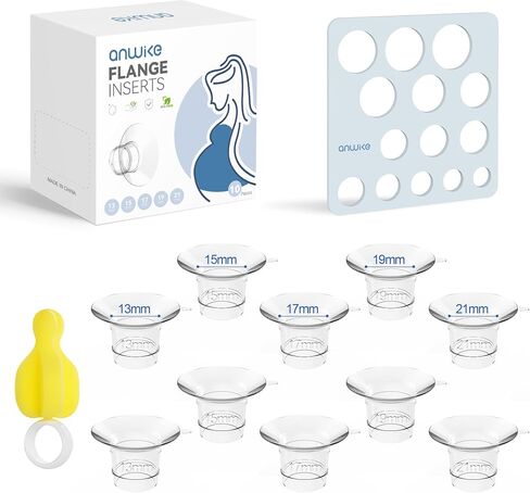 10PCS Flange Sizing Kit, Silicone Flange Inserts 13/15/17/19/21mm &Nipple Ruler&Cleaning Brush 24mm Flange/Shield, Compatible with Momcozy S9/S9pro/S10/S12/S12pro /Medela/Elvie in Saudi Arabia