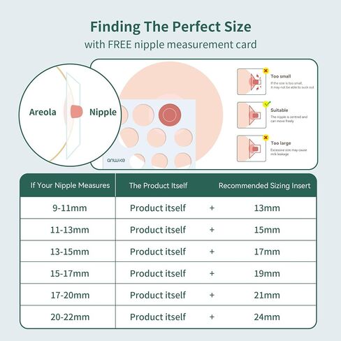 10PCS Flange Sizing Kit, Silicone Flange Inserts 13/15/17/19/21mm &Nipple Ruler&Cleaning Brush 24mm Flange/Shield, Compatible with Momcozy S9/S9pro/S10/S12/S12pro /Medela/Elvie in Saudi Arabia