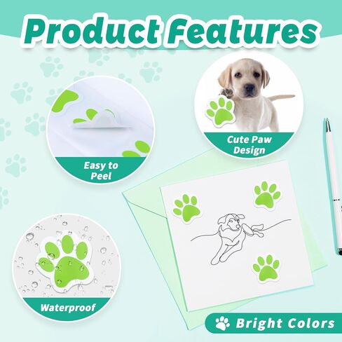 500PCS Colorful Paw Print Stickers Roll, 1" Self-Adhesive Dog Paw Stickers in Saudi Arabia