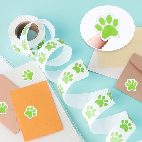 500PCS Colorful Paw Print Stickers Roll, 1" Self-Adhesive Dog Paw Stickers in Saudi Arabia