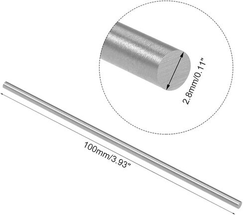 uxcell Round Steel Rod, 2.8mm HSS Lathe Bar Stock Tool 100mm Long, for Shaft Gear Drill Lathes Boring Machine Turning Miniature Axle, Cylindrical Pin DIY Craft Tool, 20pcs in Saudi Arabia