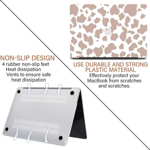 متوافق مع حافظة MacBook Air مقاس 13 بوصة إصدار 2020 2019 2018 (A2337 M1 A2179 A1932)، مع معرف اللمس وحزمة حماية لوحة المفاتيح وكاميرا الويب والحقيبة وواقي الشاشة (نمط الفهد الأسود) in Kuwait