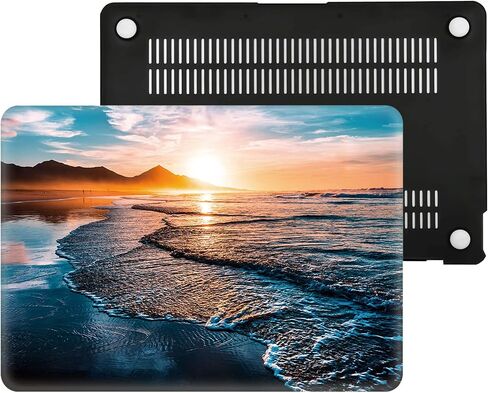 Beach Sunset Hard Case Compatible with MacBook Air 13 Inch Case 2017 2016 2015 2014 2013 2012 2011 2010 Release A1466/A1369,AMCJJ Plastic Hard Shell Cover & Keyboard Cover &Screen Protector in Saudi Arabia