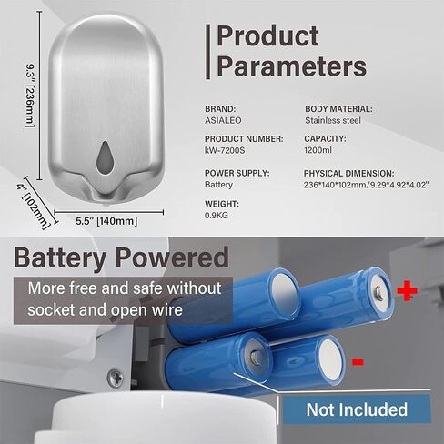 Commercial Liquid Soap &Hand Sanitizer Dispenser Automatic Touchless Wall Mounted for Commercial & Home Bathroom, Large Capacity 40.5 oz/1200 ml (Stainless Steel) in Saudi Arabia