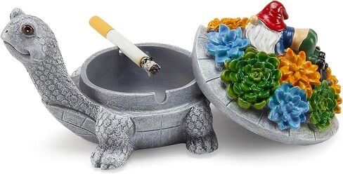 Ashtray, Turtle Ashtrays Ash Tray for Outside Patio, Smokeless Indoor Outdoor Ashtray with Lid Drunk Gnome Decor, Cute Cool Smoking Cigarettes Accessories Smokers Gifts for Men Women in Saudi Arabia