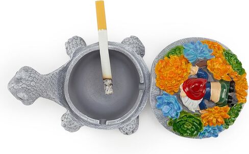 Ashtray, Turtle Ashtrays Ash Tray for Outside Patio, Smokeless Indoor Outdoor Ashtray with Lid Drunk Gnome Decor, Cute Cool Smoking Cigarettes Accessories Smokers Gifts for Men Women in Saudi Arabia