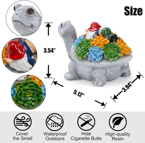 Ashtray, Turtle Ashtrays Ash Tray for Outside Patio, Smokeless Indoor Outdoor Ashtray with Lid Drunk Gnome Decor, Cute Cool Smoking Cigarettes Accessories Smokers Gifts for Men Women in Saudi Arabia