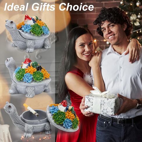 Ashtray, Turtle Ashtrays Ash Tray for Outside Patio, Smokeless Indoor Outdoor Ashtray with Lid Drunk Gnome Decor, Cute Cool Smoking Cigarettes Accessories Smokers Gifts for Men Women in Saudi Arabia