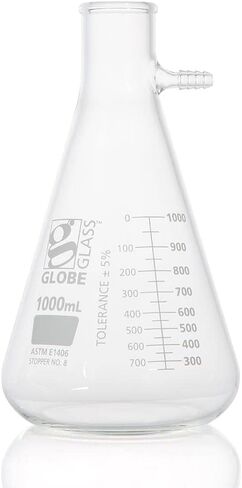 Globe Glass, Filtering Flask, 1000mL, Dual Graduations, ASTM E1406, 6/Box in Saudi Arabia