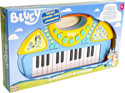 لوحة مفاتيح موسيقية مضيئة من Bluey 25 Note - لعبة تعلم العزف على لوحة المفاتيح الموسيقية المحمولة للأطفال الصغار ومرحلة ما قبل المدرسة in Kuwait