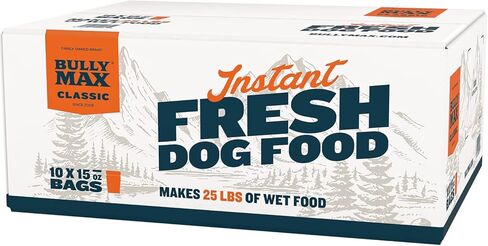 Bully Max Instant Fresh Wet Dog Food - Nutrient-Rich Dehydrated Raw Dog Food with Natural Chicken Recipe - 10 Bags of 15 oz Pouches, Wet Dog Food Alternative - Makes 25 lbs. of Wet Food in Saudi Arabia