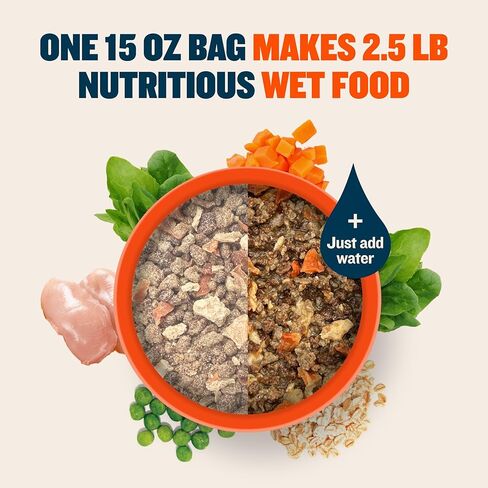 Bully Max Instant Fresh Wet Dog Food - Nutrient-Rich Dehydrated Raw Dog Food with Natural Chicken Recipe - 10 Bags of 15 oz Pouches, Wet Dog Food Alternative - Makes 25 lbs. of Wet Food in Saudi Arabia