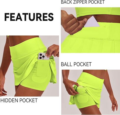 PINSPARK Pleated Tennis Skirts for Women with Short Pockets High Waisted Athletic Golf Skort Workout Pickleball Mini Skirt in Saudi Arabia