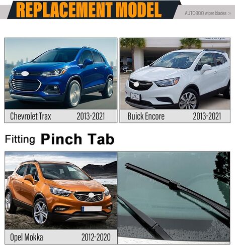مساحات الزجاج الأمامي AUTOBOO 26 بوصة + 14 بوصة مع شفرات ممسحة خلفية 10 بوصة بديلة لسيارة شيفروليه تراكس 2013-2021، بويك إنكور 2013-2021، أوبل موكا 2012-2020 - جودة المصنع الأصلية (عبوة من 3 قطع) in Kuwait