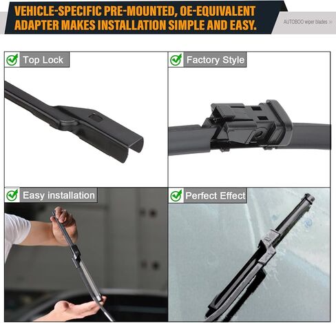 مساحات الزجاج الأمامي AUTOBOO 26 بوصة + 14 بوصة مع شفرات ممسحة خلفية 10 بوصة بديلة لسيارة شيفروليه تراكس 2013-2021، بويك إنكور 2013-2021، أوبل موكا 2012-2020 - جودة المصنع الأصلية (عبوة من 3 قطع) in Kuwait