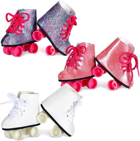 Bencailor 3 Pairs 18 Inch Doll Boots and Shoes Spring Doll Shoes Skates American Boots Skates(Novelty Style) in Saudi Arabia