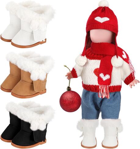 Bencailor 3 Pairs 18 Inch Doll Boots and Shoes Spring Doll Shoes Skates American Boots Skates(Novelty Style) in Saudi Arabia