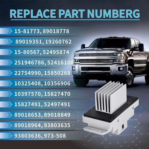 طقم مقاوم محرك منفاخ HVAC متوافق مع Chevy، GMC - Silverado، Tahoe، Suburban، Avalanche، Sierra، Yukon XL Rplace # 15-81773، 15-80567، 89018778، 89019351، 19260762 in Kuwait