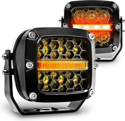 TRUE MODS 3 "120W LED Pods Offroad Driving Ditch Light Cube [ضوء إشارة الانعطاف الكهرماني] مصابيح الضباب على الطرق الوعرة لشاحنة UTV ATV Jeep Wrangler Pick-Up Auto - أسود in Saudi Arabia