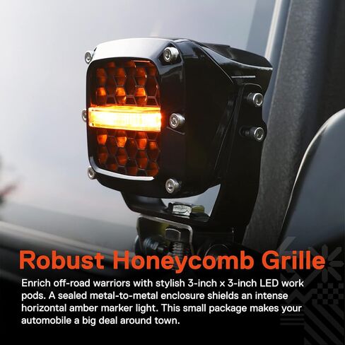 TRUE MODS 3 "120W LED Pods Offroad Driving Ditch Light Cube [ضوء إشارة الانعطاف الكهرماني] مصابيح الضباب على الطرق الوعرة لشاحنة UTV ATV Jeep Wrangler Pick-Up Auto - أسود in Saudi Arabia