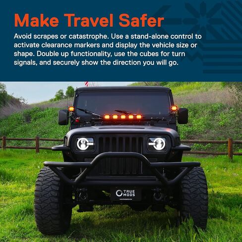 TRUE MODS 3 "120W LED Pods Offroad Driving Ditch Light Cube [ضوء إشارة الانعطاف الكهرماني] مصابيح الضباب على الطرق الوعرة لشاحنة UTV ATV Jeep Wrangler Pick-Up Auto - أسود in Saudi Arabia