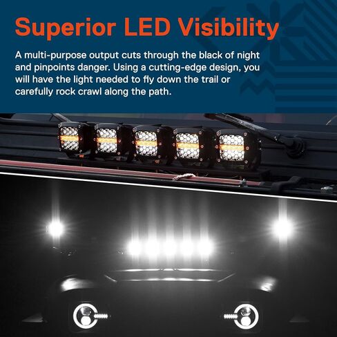 TRUE MODS 3 "120W LED Pods Offroad Driving Ditch Light Cube [ضوء إشارة الانعطاف الكهرماني] مصابيح الضباب على الطرق الوعرة لشاحنة UTV ATV Jeep Wrangler Pick-Up Auto - أسود in Saudi Arabia