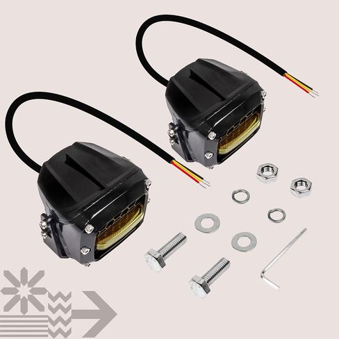 TRUE MODS 3 "120W LED Pods Offroad Driving Ditch Light Cube [ضوء إشارة الانعطاف الكهرماني] مصابيح الضباب على الطرق الوعرة لشاحنة UTV ATV Jeep Wrangler Pick-Up Auto - أسود in Saudi Arabia