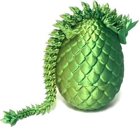 تنين مطبوع ثلاثي الأبعاد في البيض، بيض تنين مع تنين بالداخل للأولاد والأطفال ديكور منزلي، ألعاب مكتب تنين كريستال مفصلية (أصفر وأخضر) in Saudi Arabia