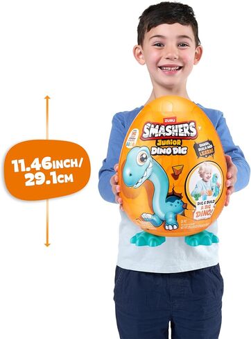 Smashers Junior Dino Dig Large Egg (Brontosaur) by ZURU 18+ Surprises Compounds Mold Dinosaur Preschool Toys Build Construct Sensory Play for Kids 18 months - 3 years in Saudi Arabia