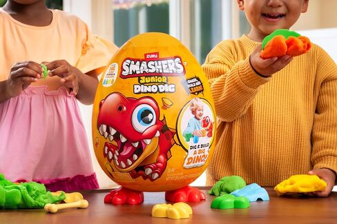 Smashers Junior Dino Dig Large Egg (Brontosaur) by ZURU 18+ Surprises Compounds Mold Dinosaur Preschool Toys Build Construct Sensory Play for Kids 18 months - 3 years in Saudi Arabia