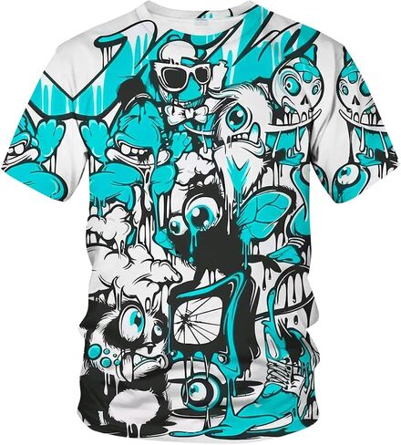 Men's 3D Print Hip Hop Graffiti Graphic T-Shirt Cool Shirt Novelty Tee Top in Saudi Arabia