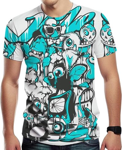 Men's 3D Print Hip Hop Graffiti Graphic T-Shirt Cool Shirt Novelty Tee Top in Saudi Arabia