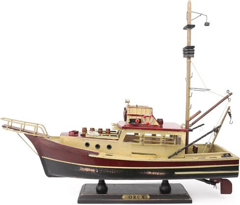 NAUTIMALL Jaws Orca Wooden Ship Model Shark Fishing Boat Pre-Assembled Antique Finish Sailboat Decor (Orca-15inch) in Saudi Arabia