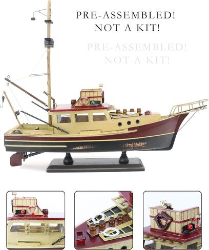 NAUTIMALL Jaws Orca Wooden Ship Model Shark Fishing Boat Pre-Assembled Antique Finish Sailboat Decor (Orca-15inch) in Saudi Arabia