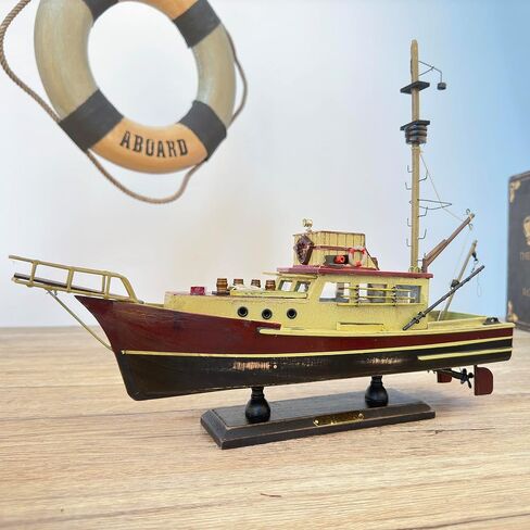 NAUTIMALL Jaws Orca Wooden Ship Model Shark Fishing Boat Pre-Assembled Antique Finish Sailboat Decor (Orca-15inch) in Saudi Arabia