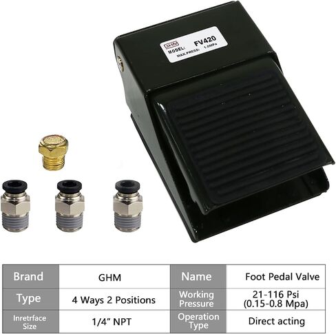 Pneumatic Foot Pedal Valve1/4" NPT Nonslip Pressure Control Foot Switch 4 Way 2 Position with Silencer Mechanical Valve f (FV420) in Saudi Arabia