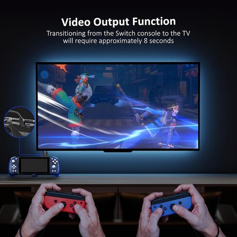 NexiGo Hall Effect Gripcon with Kickstand and HDMI Out for TV Docking, Hall Sensing Joystick for Switch/Switch OLED, Handheld Mode, 4K/1080P Supported HDMI and USB 3.0 Port, Blue in Saudi Arabia