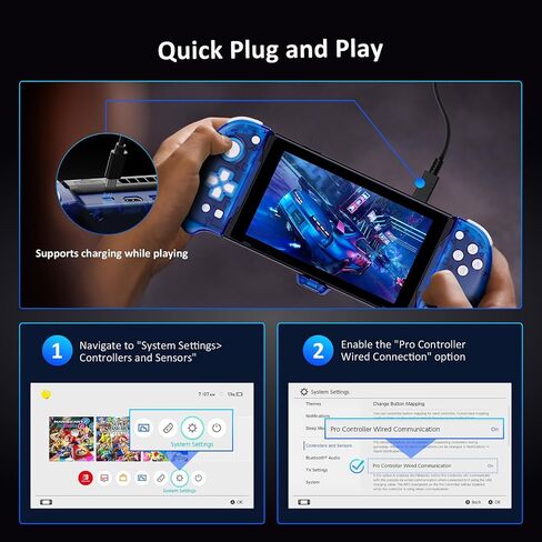 NexiGo Hall Effect Gripcon with Kickstand and HDMI Out for TV Docking, Hall Sensing Joystick for Switch/Switch OLED, Handheld Mode, 4K/1080P Supported HDMI and USB 3.0 Port, Blue in Saudi Arabia
