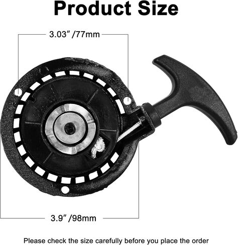 Pull Start Recoil Starter for 40/44-6 2 Stroke 47cc 49cc Mini Pocket Bike Dirt Pit Bike ATV 4 Wheeler Motorcycle, Flatter Type Raised Tooth Cog Mini Aluminum Alloy Pull Starter with Screws Black in Saudi Arabia